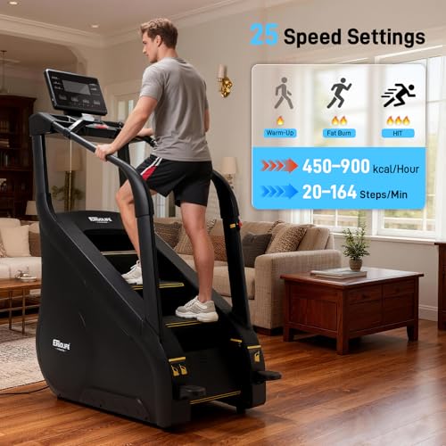 Image of ERGOLIFE Stair Stepper Machine for Home Gym, Stair Climber with 25 Resistance Levels, 660 lbs Capacity, 7-Level Safety System, Natural Floating Step, Quiet Cardio Workout Machine with LED Touchscreen