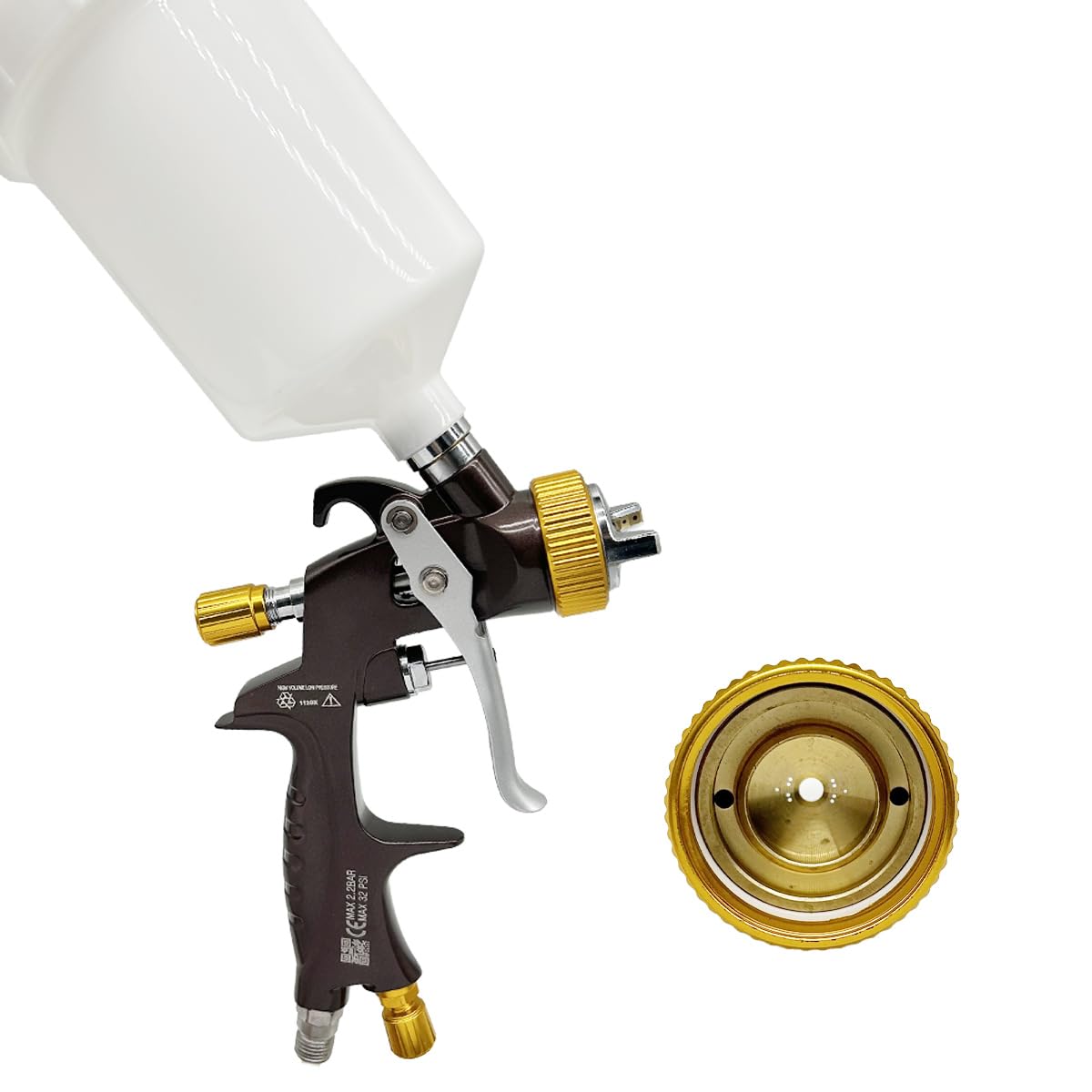 HVLP - Pistola a spruzzo, 1,3 mm, 1,5 mm, 1,7 mm, ugello in acciaio inox, capacità 600 ml, spruzzatore professionale per vernice a gravità, per primer e vernici (1,4 mm, 1,7 mm, 2,0 mm)