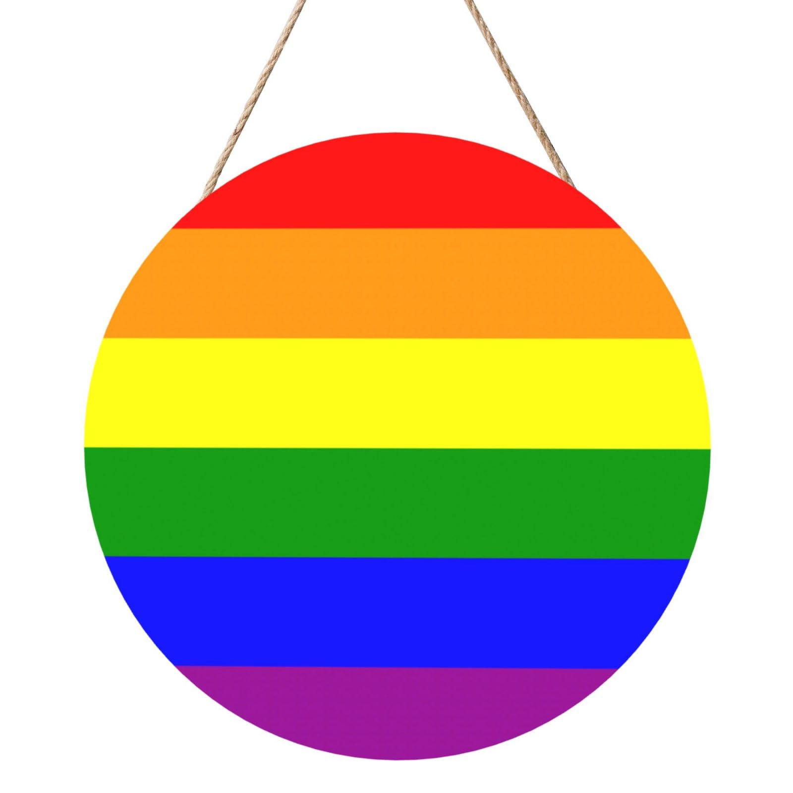 Rainbow Pride Flag Door Signs Plaques Wood Welcome Sign For Front Door Wall Hanging For Home Farmhouse Office Classroom Party Decoration