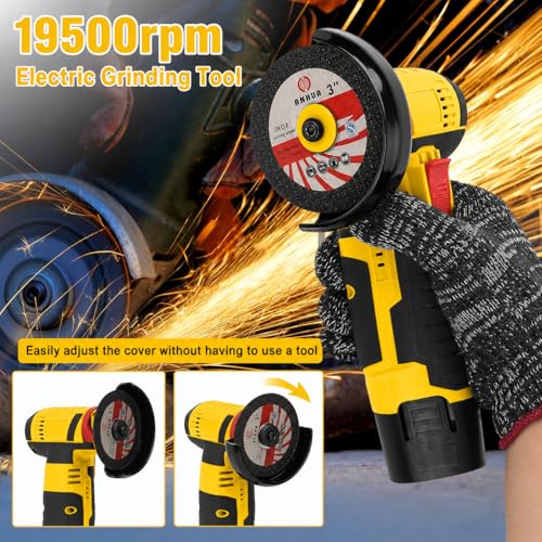 Image of Mini Angle Grinder Machine with 48V-2 Rechargeable Battery |19500 RPM With Abrasive Wheels for Cutting, Grinding & Polishing Metal, Marble & Stone Cutting with Spindle Lock and Toggle Switch.