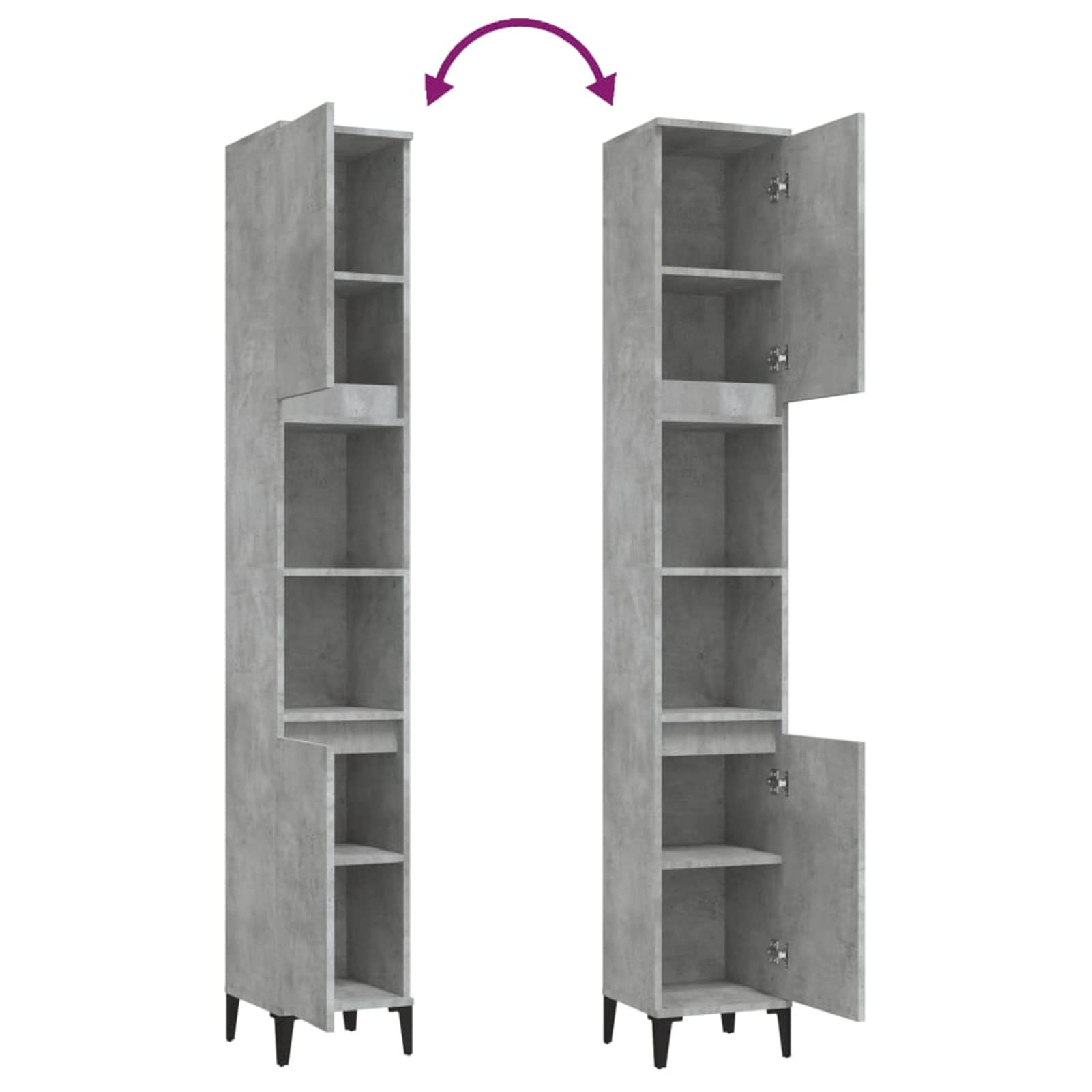 Homgoday Muebles de baño gris cemento 30 x 30 x 190 cm madera multicapa muebles de interior para salón, oficina o dormitorio