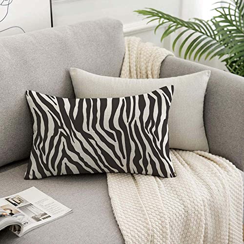 Tks Mitlan Zebra Print Pillow Covers 12 X 20 Inch Black White Leopard Line Stripes Wild Animal Skin Decorative Throw Pillow Covers Linen Cushion Case For Sofa Couch #TOP6