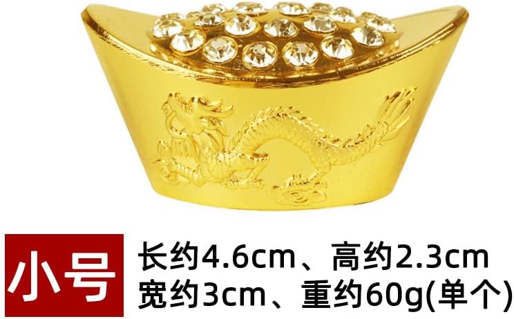 Taoist Supplies Amulet Exorcism Bringing Good Luck Mascot Decoration Pendant 合金元宝 镶钻元宝摆件 金元宝龙凤元宝店铺家居精品摆件（1Pcs 龙凤钻元宝大号长7.8cm（1Pcs 一盒2个大号元宝）