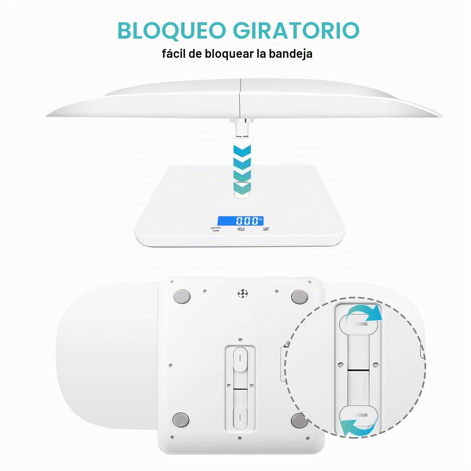 Báscula digital para mascotas, 3 modos kg/oz/lb, 220 lbs, precisión ±0.02 lbs, blanca