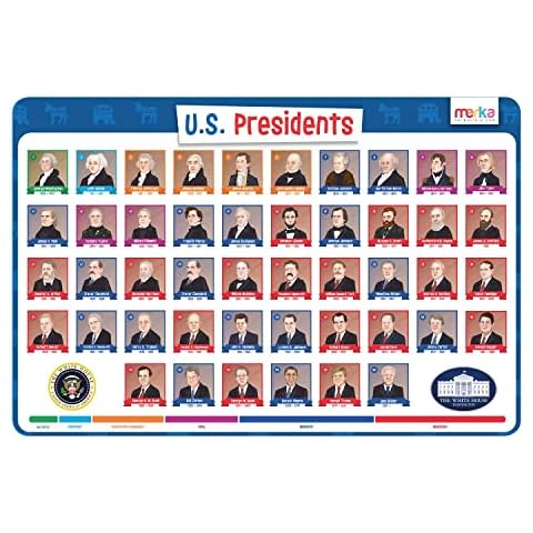 merka Kids Placemat Educational Placemats Kids Placemats for Dining Table Silicone Placemat Presidents of The United States Kids Learning Placemats for Dining Table Cover