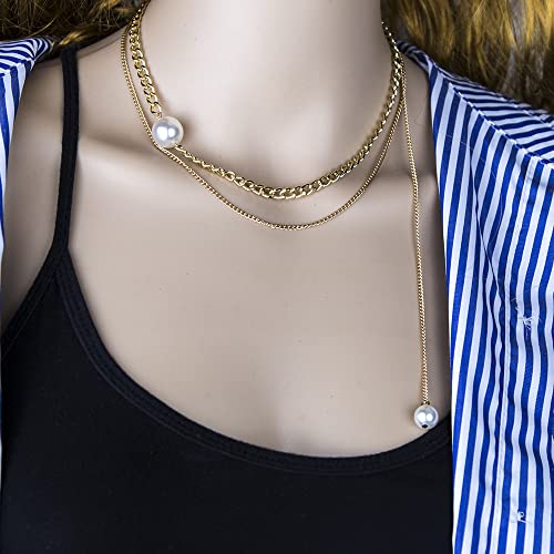 Pearl Plated Multilayered Choker Necklace for Women