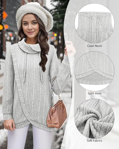 Image of Bulotus Tunic Sweaters for Women 2025 Turtleneck Sweater Pullover Lightweight Warm Tunic Tops for Leggings Loose Fit