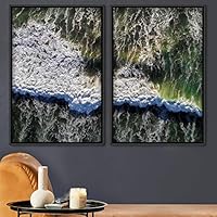 2 Piece Framed Canvas Wall Art Coastal Beach Canvas Prints Home Artwork Decoration for Living Room,Bedroom - 16