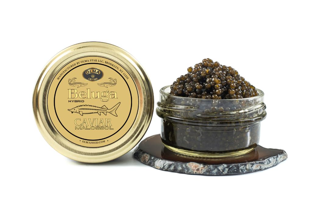 OVERNIGHT SHIPPING - OLMA Beluga Hybrid Black Caviar - Rated Top Caviar in the World - 2 oz / 56 g