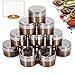 Produktbild Janolia 12 Pcs Magnetische Gewürzdosen-Set, Rostfreier Stahl Runden Lagerbehälter Gläser, Schnell gießen, Kühlschrank magnetisch aufkleben, Groß für Salz, Pfeffer, Kräuter oder Gewürze