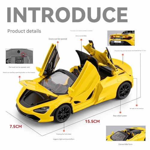Image of Sky Tech McLaren 720 Sports Car SUV Car 1:32 Scale Model Exclusive Alloy Metal Pull Back Die-cast Metal Pullback Toy Openable Doors & Light Music Best Gifts Kids【Colors as Per Stock 】