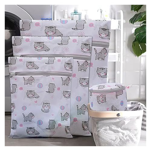 Bolsa de lavandería de malla de gato impresa de 50 x 60 cm lavable 3