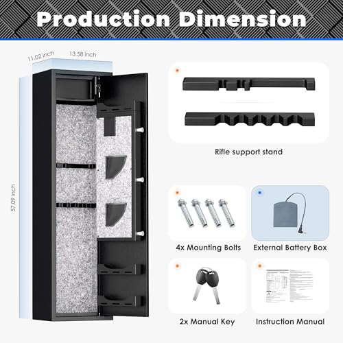 Image of Bonusall Fully Assembled Biometric Gun Safe Rifle,Gun Safes for Rifles and Pistols Holds 8-10 Firearms with Adjustable Racks,Fingerprint Keypad Lock Gun Cabinet for Home & Hunting for Enthusiasts
