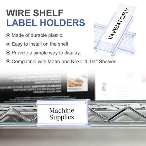 Lenink 30Pcs Wire Shelf Label Holders With 30Pcs Label Paper Inserts, Plastic Wire Rack Label Holder Compatible With Metro And Nexel 1-1/4In Shelves, Label Area 3In Lx1.25In H #TOP1