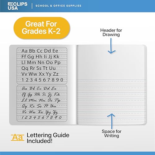Cahier de composition primaire K-2 et journal de note en vrac pour l'école élémentaire