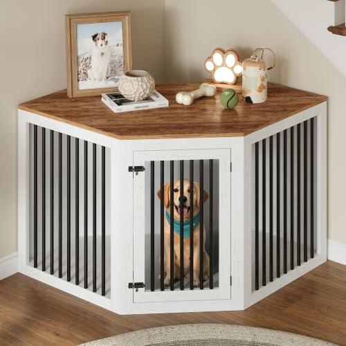 Image of AMERLIFE Corner Dog Crate Furniture for Medium /Large Dogs Space-Saving