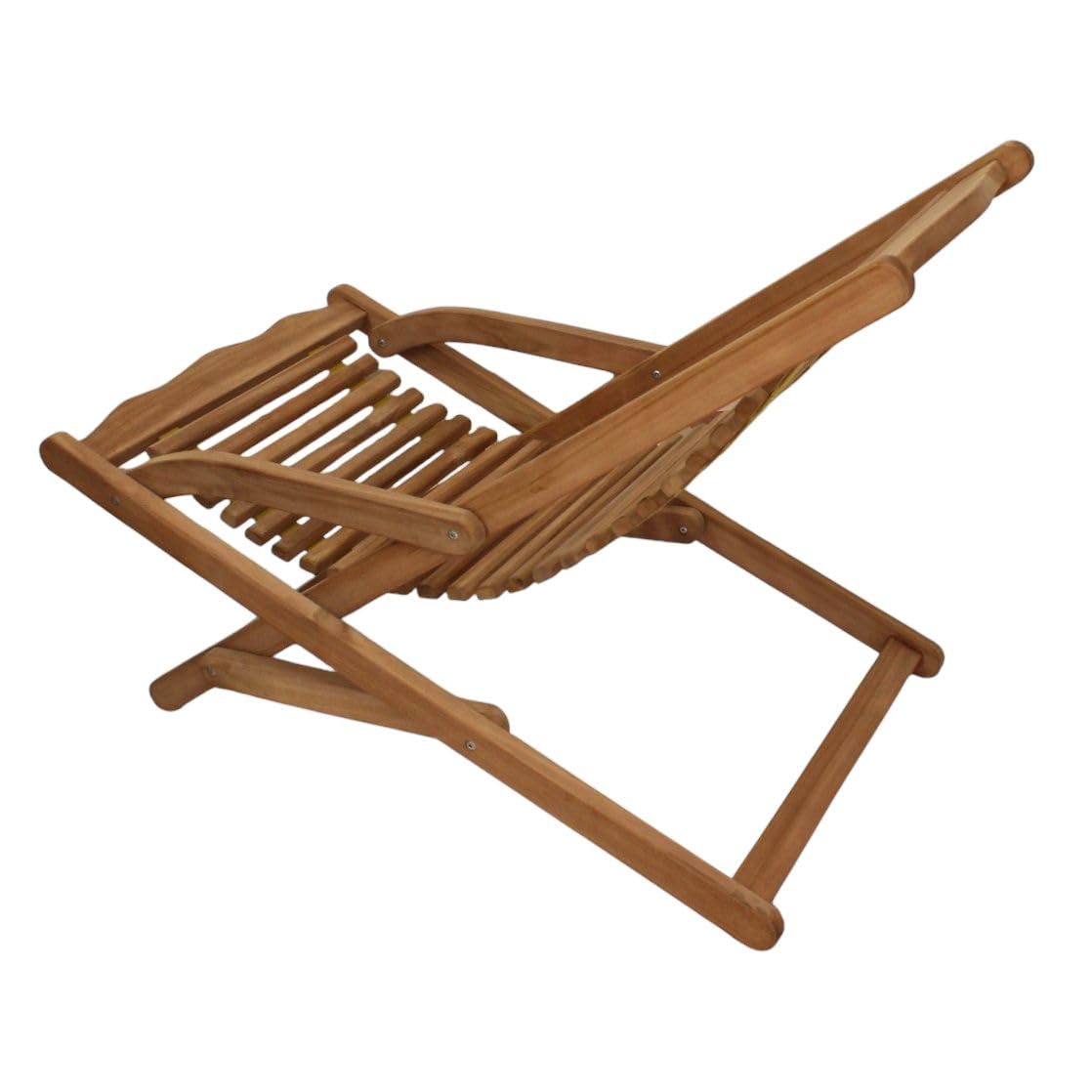 milani home - sdraio pieghevole in teak e corda con braccioli, seduta relax per giardino e terrazzo