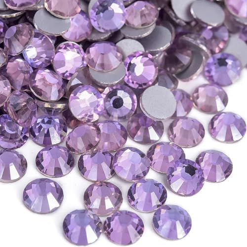 Image of 2880pcs Glass Flatback Rhinestones for Nail Art Crafts, Multi-Size Round Crystal Gems for DIY Decoration 2-4.8mm SS6-20 Air Violet