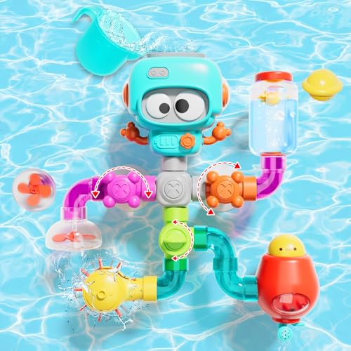 SOCBTNSO DIY Assemble Water Pipe, Bath Toys for Kids Ages 4-8, Building Kit for Ages 5-7, Fun Bath Tub Time Birthday Gifts for Toddlers 3 + Year Old Boys & Girls