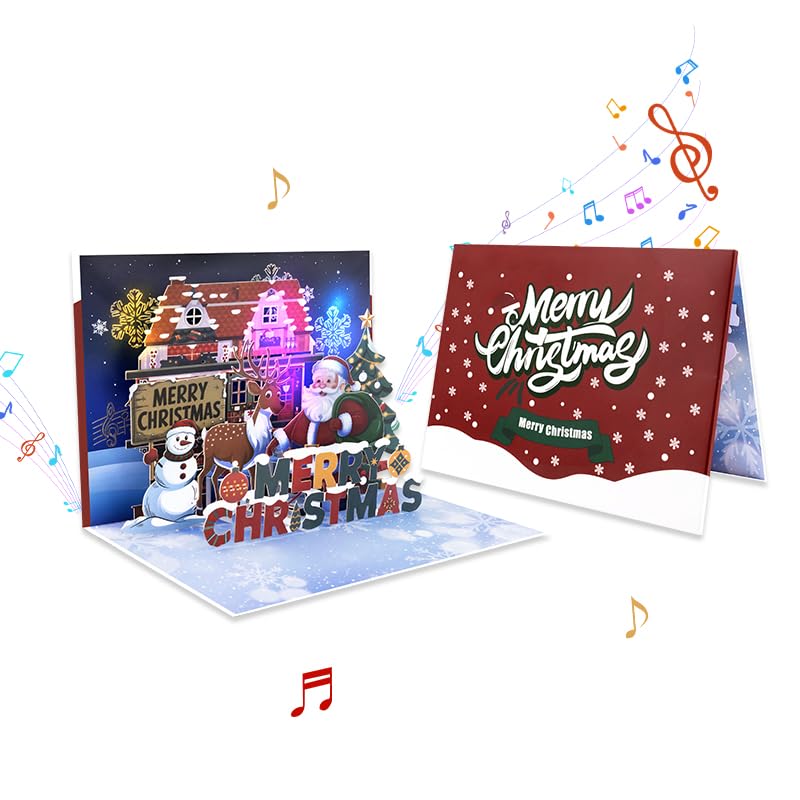 Kesote クリスマスカード メロディー付き 音楽付き 立体 ポップアップカード グリーティングカード お祝いカード メッセージカード サンタ ツリー Xmas