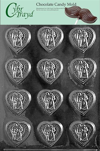 Cybrtrayd W007 Wedding Hearts Chocolate Candy Mold with Exclusive Cybrtrayd Copyrighted Chocolate Molding