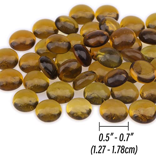 Meschett 50PCS Mini Glass Gems,Yellow Green Mancala Stones Flat Bottom Marble Beads for Home Decorative Art Craft Vase Filler(0.5"~0.7") - Image 2