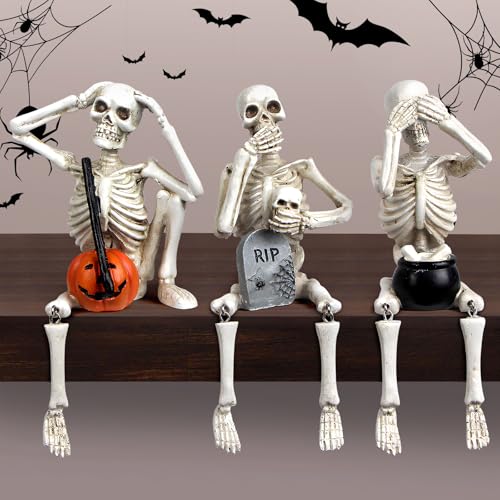 Set 3 Estatuas Halloween Calavera con Calabaza y Tumba miniatura 1