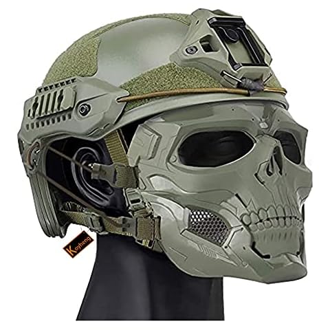 Tactical Multifunctional Fast Helmet with Skull Face Mask FOR Halloween Decoration for Airsoft Paintball Cover