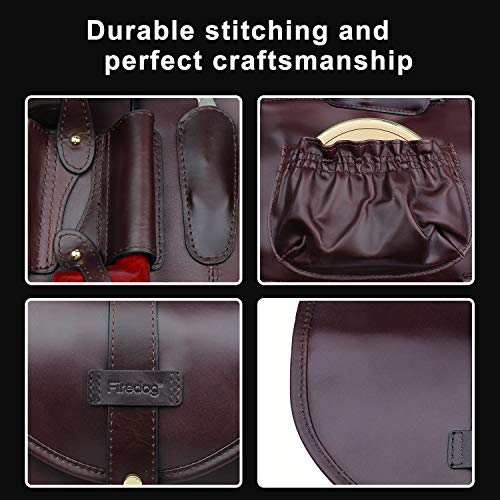Traditional Brown Genuine Leather Tobacco Smoking Pipe Pouch Bag Organize Case Pipe Tool Lighter Holder Pocket 2 Pipe (red-Brown) - Thumbnail 5