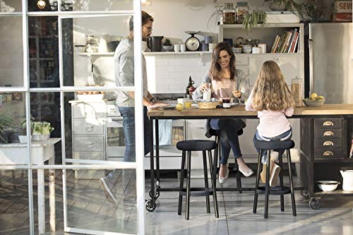 Keter Resin Backless 26” Counter Height Bar Stools Set Of 2 For Patio And Outdoor Bar Seating, Dark Grey #TOP7