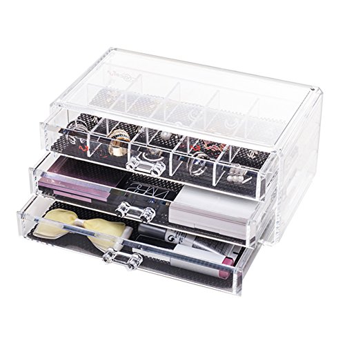 Choice Fun Square Acrylic 3 Drawers Makeup Organizer Cosmetic Jewelry Display Storage Box