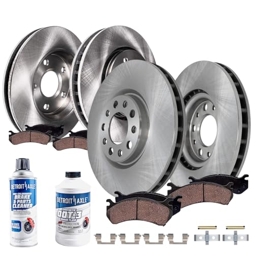 Image of Detroit Axle - 10pc Brake Kit for 2018 Buick Regal Sportback, Disc Brake Rotors Ceramic Brakes Pads with Hardware Replacement : 13.58 inch inch Front and 12.40 inch inch Rear Rotors