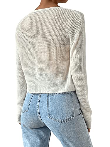 Verdusa Women's Drop Shoulder Long Sleeve Button Up Knit Cardigan Sweater2