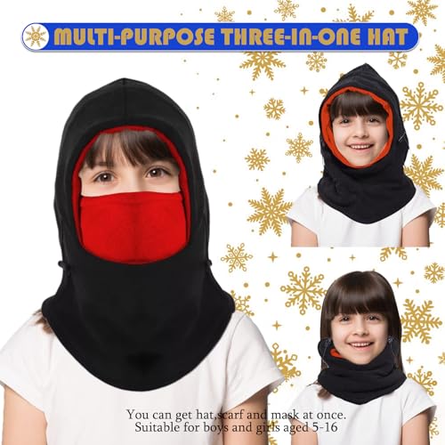 Kids Winter Hats Balaclava, Winter Windproof Ski Hat with Full Face Mask, Unisex Thick Warm Fleece Hat for Children3