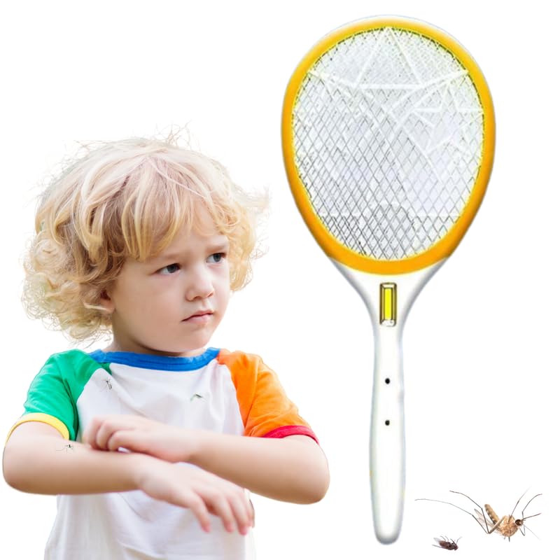 Drumstone 𝟏𝟓-𝐘𝐞𝐚𝐫 𝐖𝐚𝐫𝐫𝐚𝐧𝐭𝐲 -Electric Mosquito Racket with COB Light Heavy-Duty Insect Killer with Micro USB Charging Rechargeable Fly Swatter for Home and Outdoor Use Multicolor