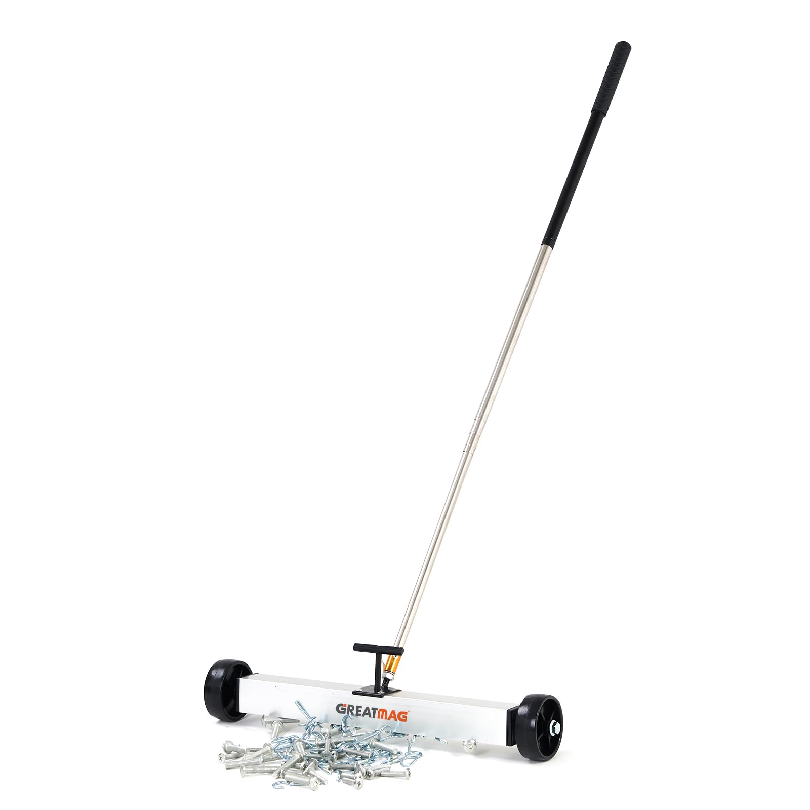 Rolling Magnetic Sweeper Magnetic Pickup Tool Magnetic Sweeper with Wheels Nail Magnet Sweeper 17 inch Heavy-duty Magnetic Lawn Yard Sweeper, Capacity