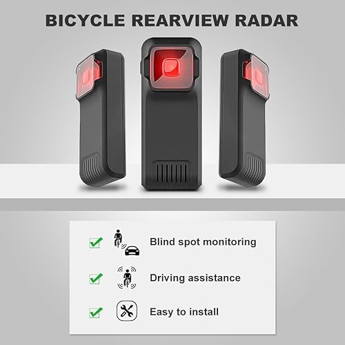 Miniatura 2 de BY-J Luz trasera de radar para bicicleta, alertas visuales y audibles para acercarse al vehículo, compatible con computadoras Garmin Wahoo Bike y