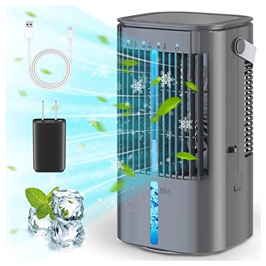 Veakson Portable Air Conditioners, 900ml Mini Ac Fan With 3 Wind Speed & 2 Cooling Spray, Oscillating/Timer/Colorful Light Small Personal Evaporative Air Cooler, Perfect For Room, Office, Outdoor