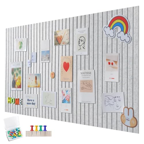 Große Filz Pinnwand Selbstklebend,60x40cm Filzboard Memotafeln mit 35 Pinnnadeln,pinwand filz Memo Boards Bulletin Board Wanddekoration vision board für Büro Küche,Fotos Memos,Helles Grau