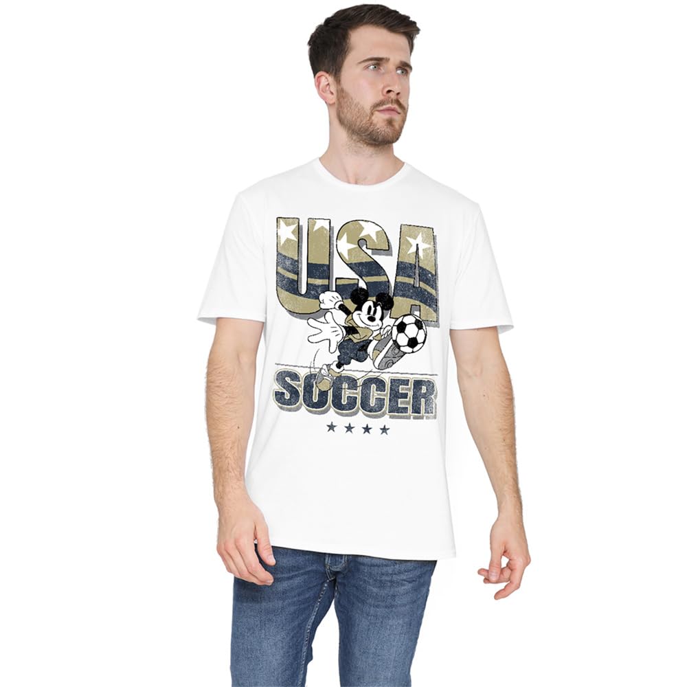 Disney Mickey Mouse USA Soccer Unisex T Shirt, White, XX-Large