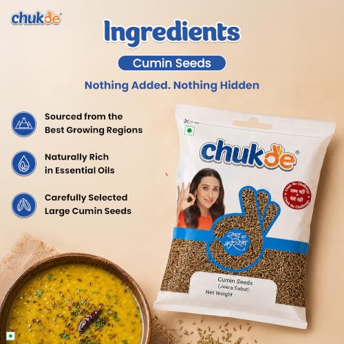Image of Chukde Cumin Seeds (Jeera Sabut), 500g | Strong Aroma & Rich Taste | Ideal for Tadka, Seasoning, Jeera Rice & Curries | Bold & Heavier Cumin Seeds | No Artificial Color Added | Laboratory Tested