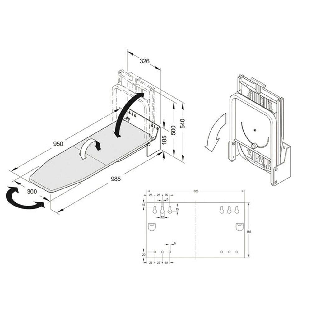 Wall Mounted Iron Board Foldable 180° Swivel Ironing Boards with a Washable Ironing Board Cover Space-Saving for Home Laundry Room Apartment 37.4''x7.55''