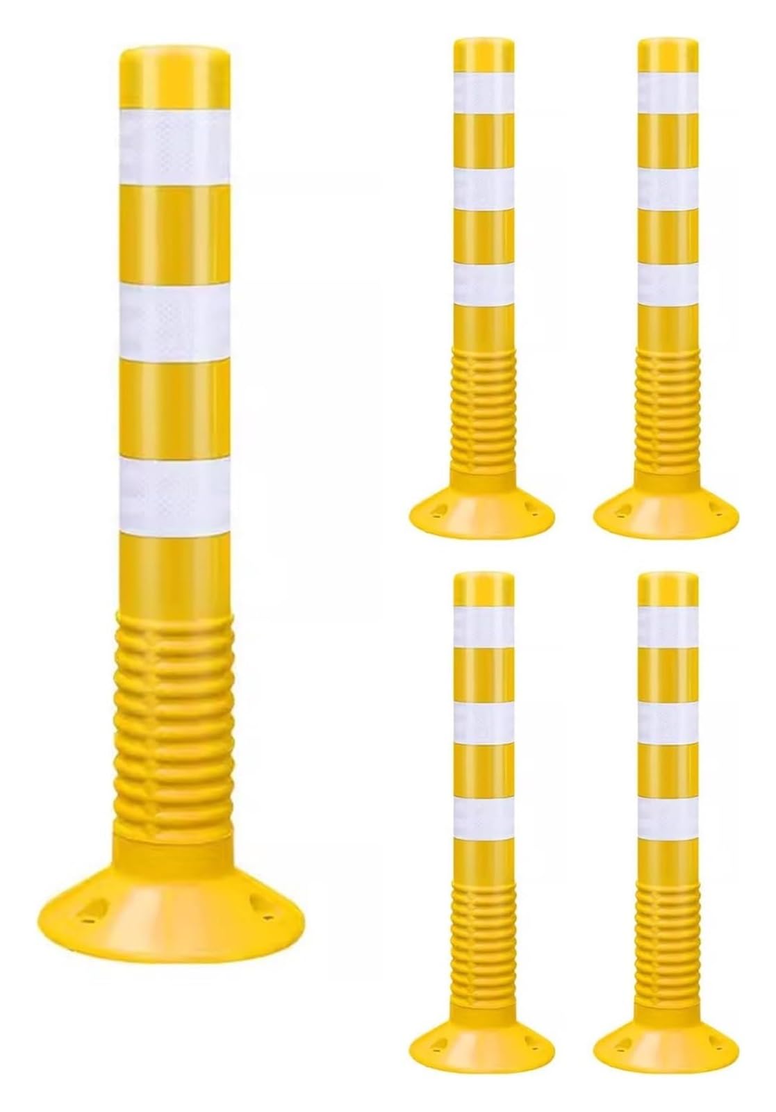 HCZKIUJY Traffic Delineator Post,Safety Warning Column, Parking Cones Traffic Delineator Safety Post for Parks/Garden Pathways/Streets Commercial Flexible Caution Bollard (Yellow 5 Pack)