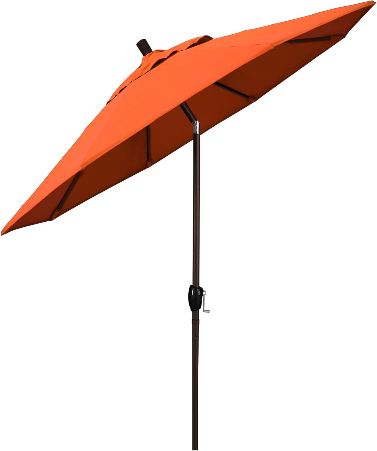 California Umbrella 7.5' Rd Pacific Trail Series Aluminum Patio Umbrella, Crank Lift, Push Button Tilt, Bronze Finish, Sunbrella Melon Fabric