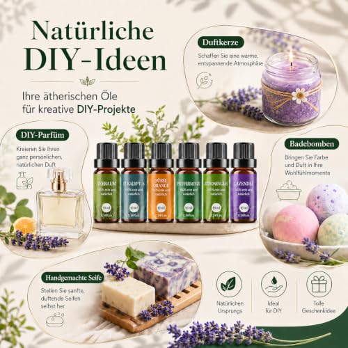 Ätherische Öle Set 6x10ml Geschenkset für Diffuser – Bild 4