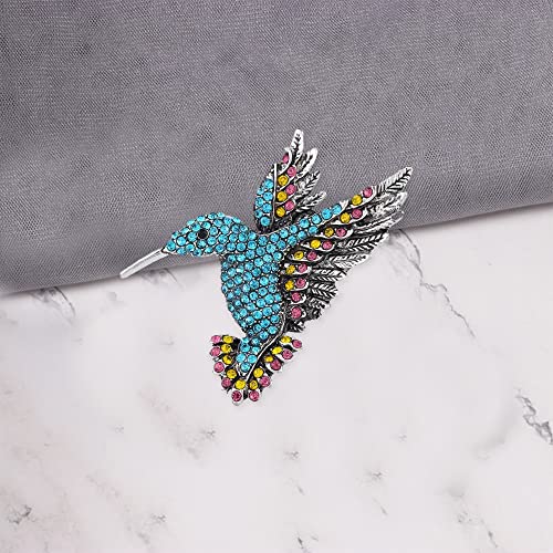 Image of Animal Hummingbird Brooch Pins for Women Fashion Bird Pins Elegant Rhinestone Crystal Animal Brooches Pin