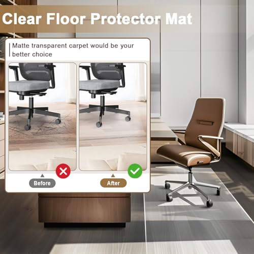 Image of 3x10 ft Plastic Runner, 36 inch x120 Clear Hallway Floor Mat, 60 mil Thick Vinyl Floor Carpet, Transparent Area Rug for Entryway Kitchen Living Room