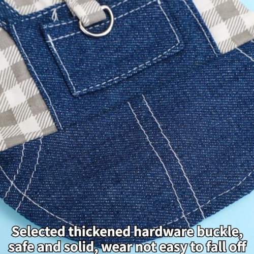 Image of Rabbit Harness and Leash,Small Animal Clothes for Rabbit Guinea Pig, Bunny Plaid Harness Leash Guinea Pig Clothes for Kitten and Other Small Animals (Grey,L)