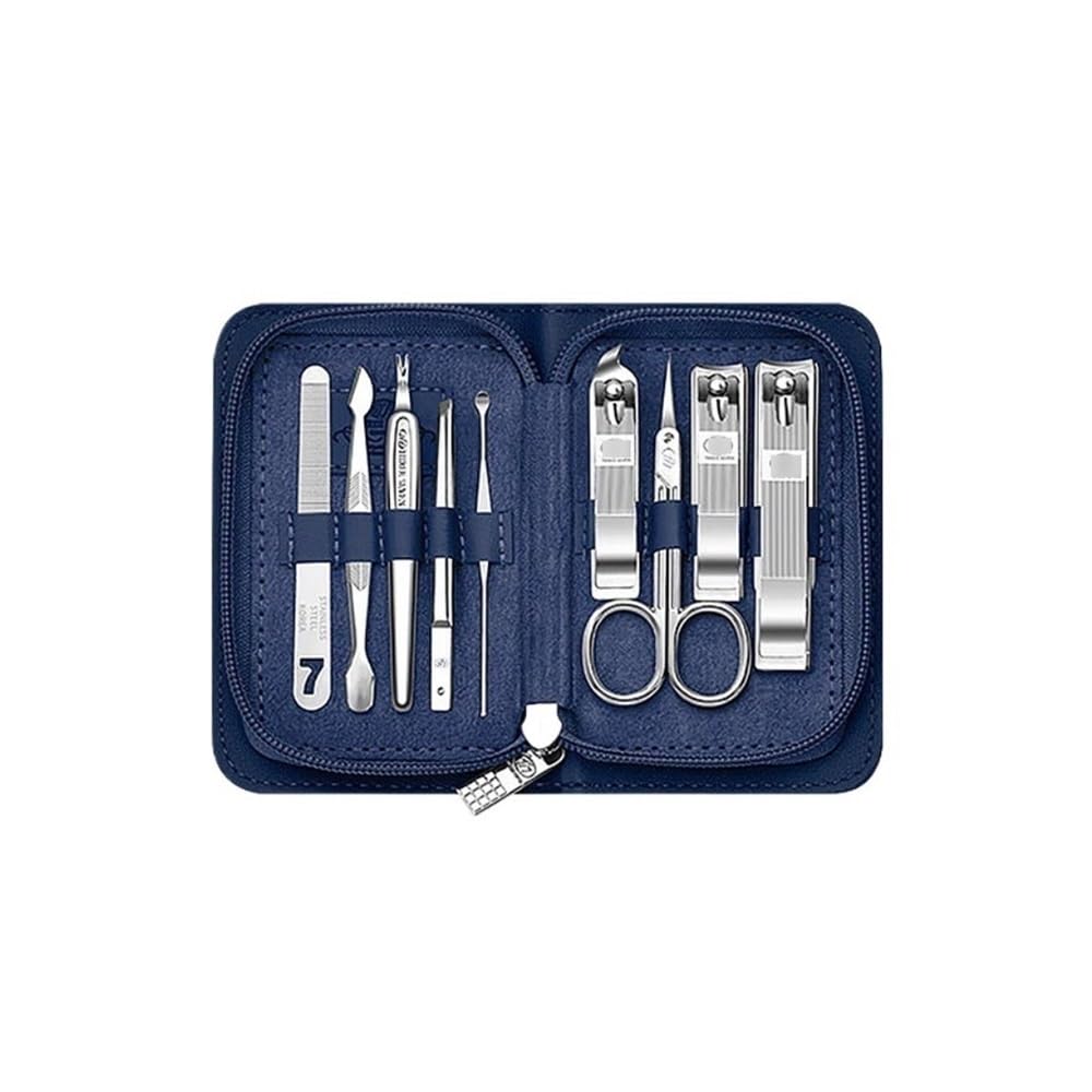 Zestaw obcinaczy do paznokci, Zestaw obcinaczy do paznokci ze stali węglowej premium z wyciorem do uszu, narzędzia do manicure do stóp, obcinacza do paznokci i obcinaczy do paznokci u nóg(Blue)