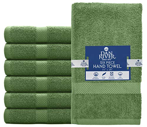 Image of DAN RIVER Luxury Hand Towel - Soft, Absorbent, Quick-Drying, Premium Cotton Towel, Perfect for Everyday Use, 16x28 Inches - Sage Green